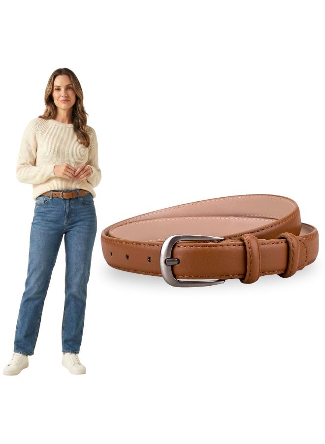 Classic Milano Women's Belt with Gift Box | Faux Leather Ladies Belt for Dresses, Jeans & Gowns | Stylish Womens Belt | Adjustable Girls Belt | Belt for Women with Elegant Buckle